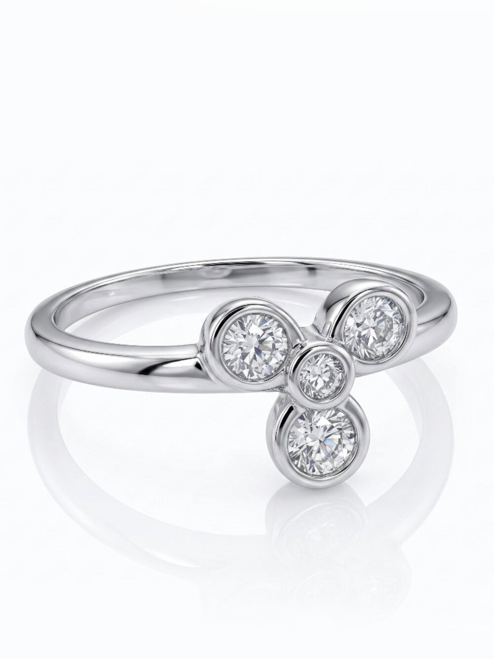 Three Round Stone Ring, 925 Sterling Silver Charmed Aroma size 7